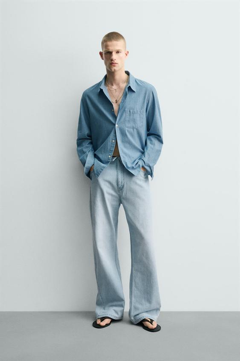 ZARA ДЖИНСЫ FLARED FIT, ГОЛУБОЙ