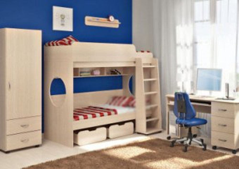 Детская стенка КарИВи Легенда 7  Дуб Молочный  Дуб Молочный