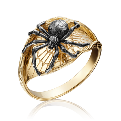 Кольцо «Паук» из лимонного золота