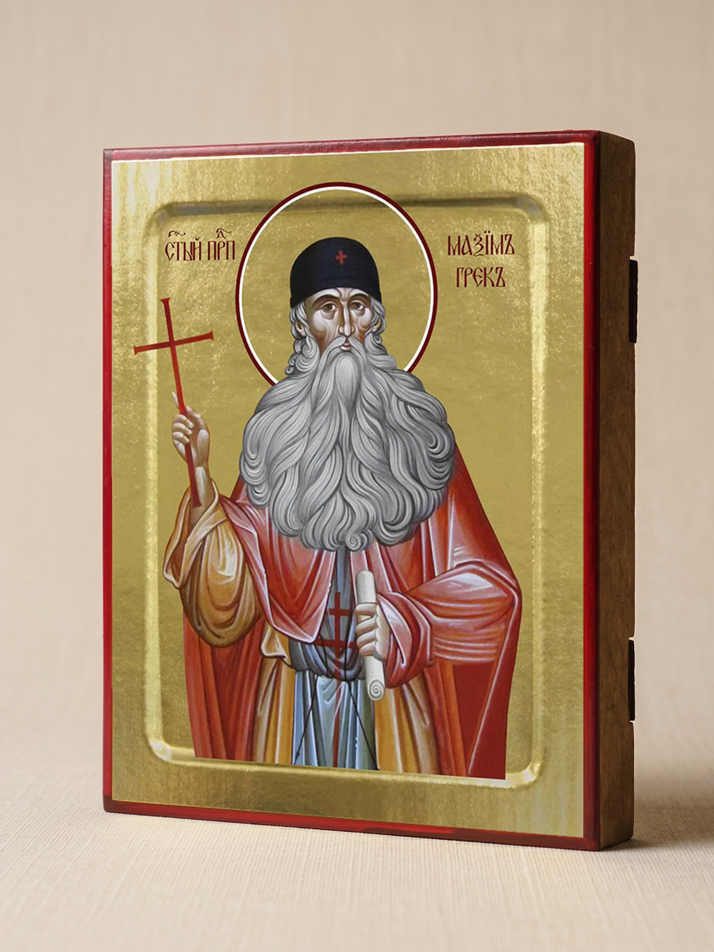 Икона Максима Грека, преподобного на дереве: 125 х 160 (Синопсисъ)