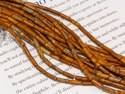 Нить бусин из песочной яшмы, трубочки 4,5х13мм