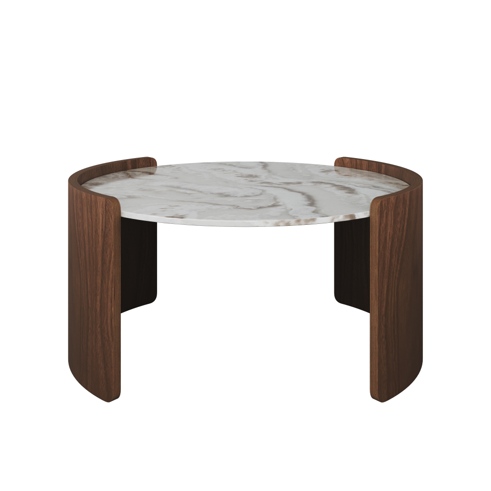 Столик Lagom Stone D 65 см высота 32 см (камень OV2, орех)