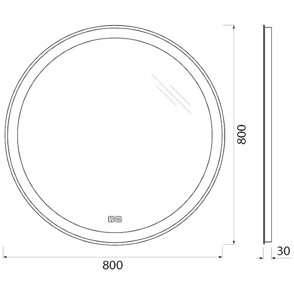 Зеркало BelBagno SPC-RNG-800-LED-TCH-WARM с подсветкой с подогревом с сенсорным выключателем