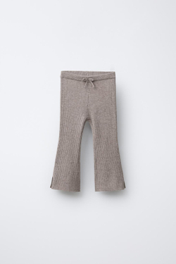 ZARA ТРИКОТАЖНЫЕ ЛЕГГИНСЫ FLARE, СЕРО-КОРИЧНЕВЫЙ