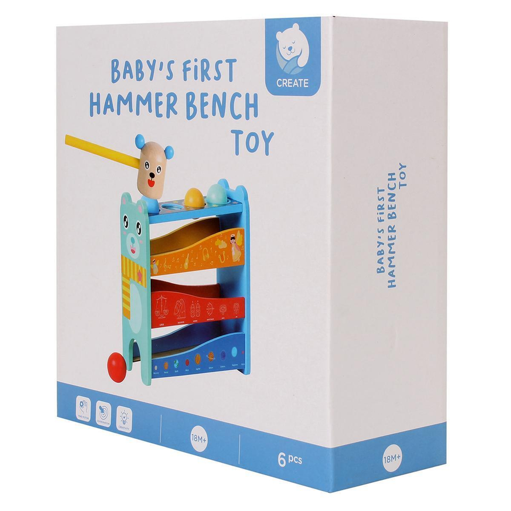 Развивающая игрушка деревянная Парковка + стучалка, коробка C-41893