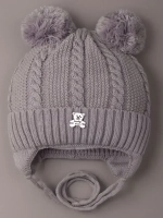 Шапка вязаная демисезонная на завязках