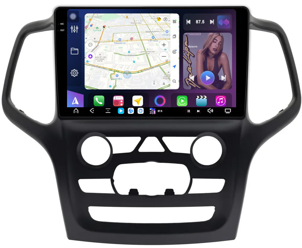 Магнитола для Jeep Grand Cherokee WK2 2013-2021 (взамен 5" экрана) - FarCar XXL9-9564F2 монитор 9.5" 2K QLED на Android 14, TS20, 8+256Гб, CarPlay, 4G SIM-слот