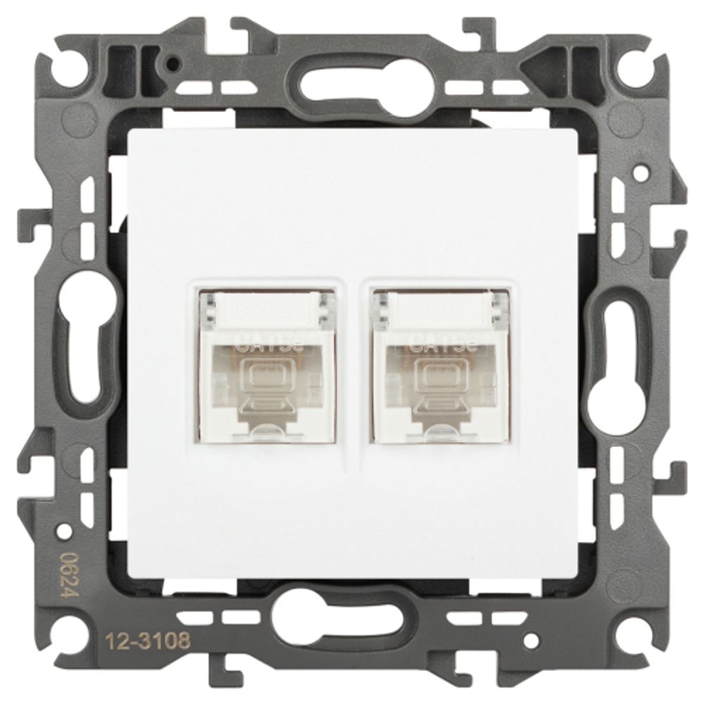 Розетка ЭРА Серия 12 12-3108-01М информационная двойная 2XRJ45, белый матовый