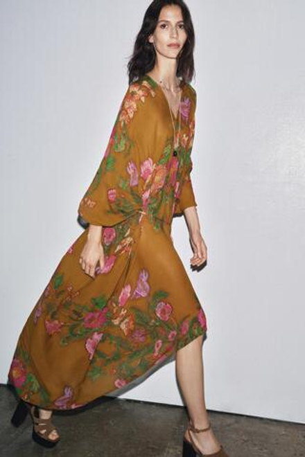 ZARA ПЛАТЬЕ OVERSIZE С ЦВЕТОЧНЫМ ПРИНТОМ — ZW COLLECTION, РАЗНОЦВЕТНЫЙ