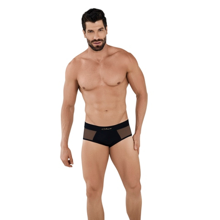 Мужские трусы брифы черные с сетчатой вставкой Clever Moda BERNA BRIEF 103011