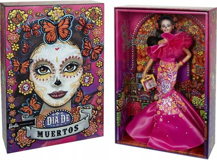 Кукла Barbie Mattel Dia De Muertos - Коллекционная кукла Барби в розовом платье HJX14