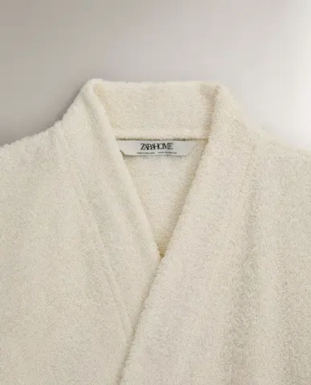 ZARA HOME ХЛОПКОВЫЙ ХАЛАТ, СЛОНОВАЯ КОСТЬ