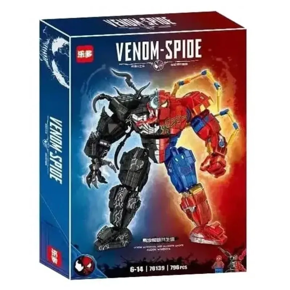 Конструктор робот, супергерои Веном + Железный человек "乐多 Leduo - Venom Spide / NO. 76139" 816 деталей