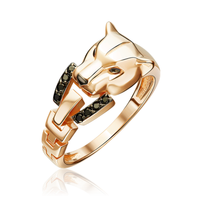 Кольцо «Пантера» из красного золота с фианитами