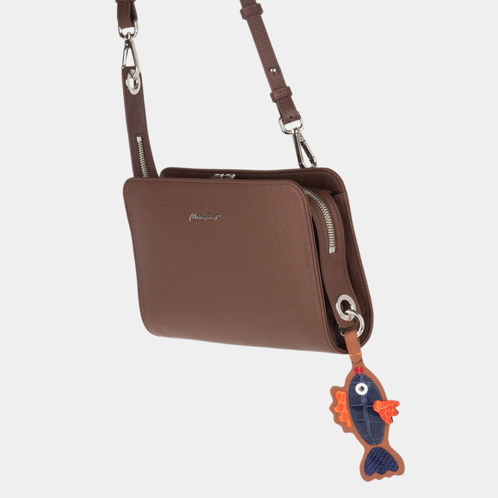 Брелок Poisson из кожи теленка цвета карамель