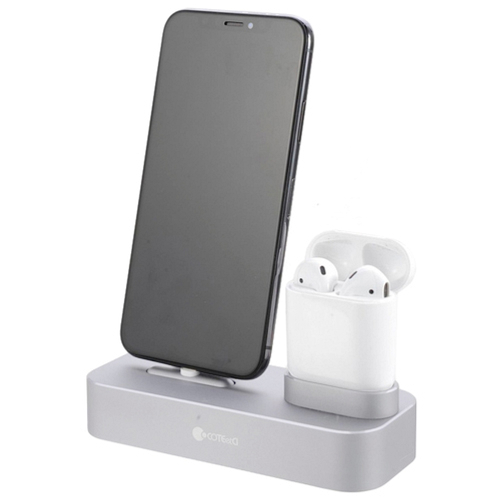 Док станция 2 в 1 Base 22 iPhone/Air Pod (CS7205-TS) Silver COTEetCI