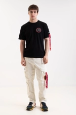 Брюки карго муж. AERONAUTICA 1582 молочный красная лента на кармане