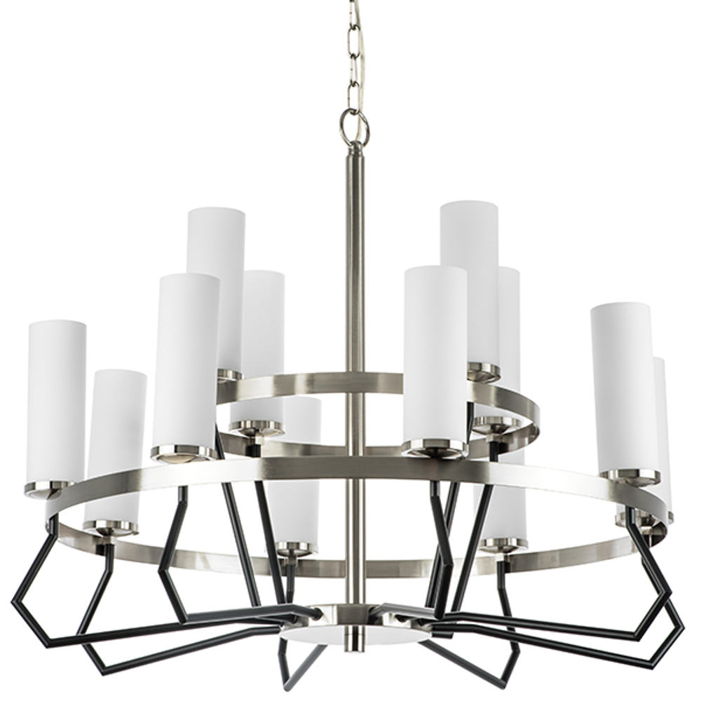 723125 Люстра FLUME 12х40W E14 ЧЕРНЫЙ МАТОВЫЙ/НИКЕЛЬ