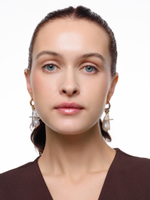 Серьги "Simple Cross Pearl" Bicolor