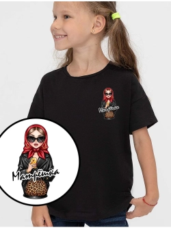 Футболка детская с матрешкой в очках и надписью