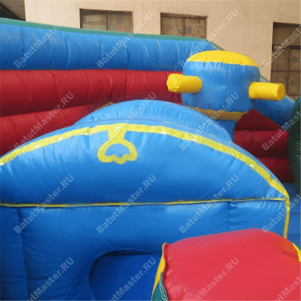 Большой надувной батут-горка "Корабль флибустьеров" 14*6*6 м