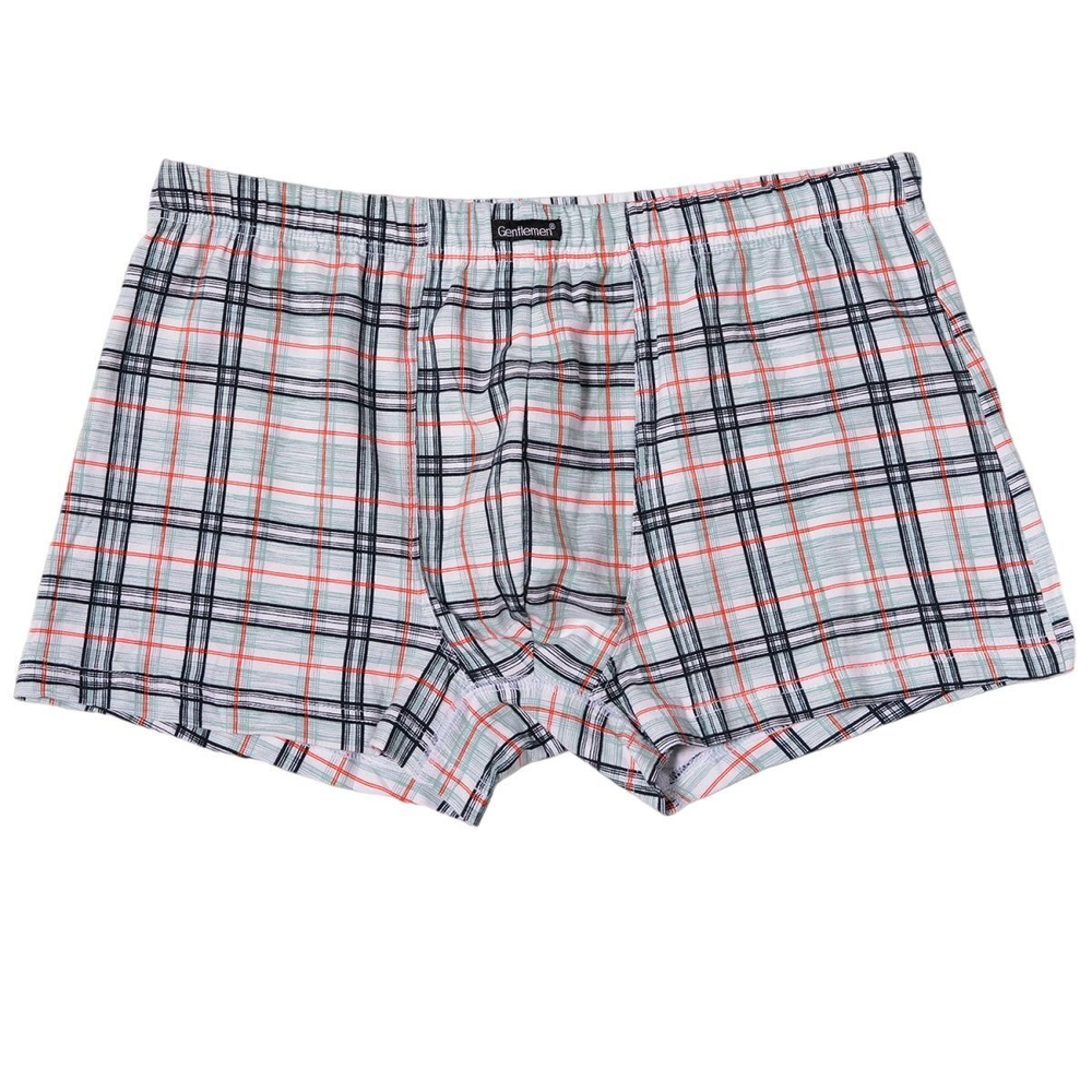 Облегающие мужские трусы-боксеры с принтом в клетку (Размер: L) (Цвет: белый с зеленым)