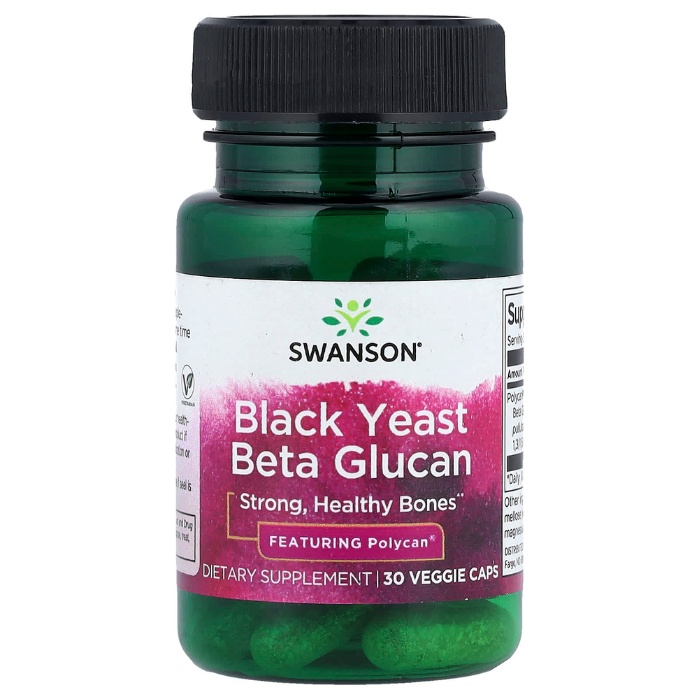 Swanson, черный дрожжевой бета-глюкан, 30 растительных капсул (150 мг в капсуле)