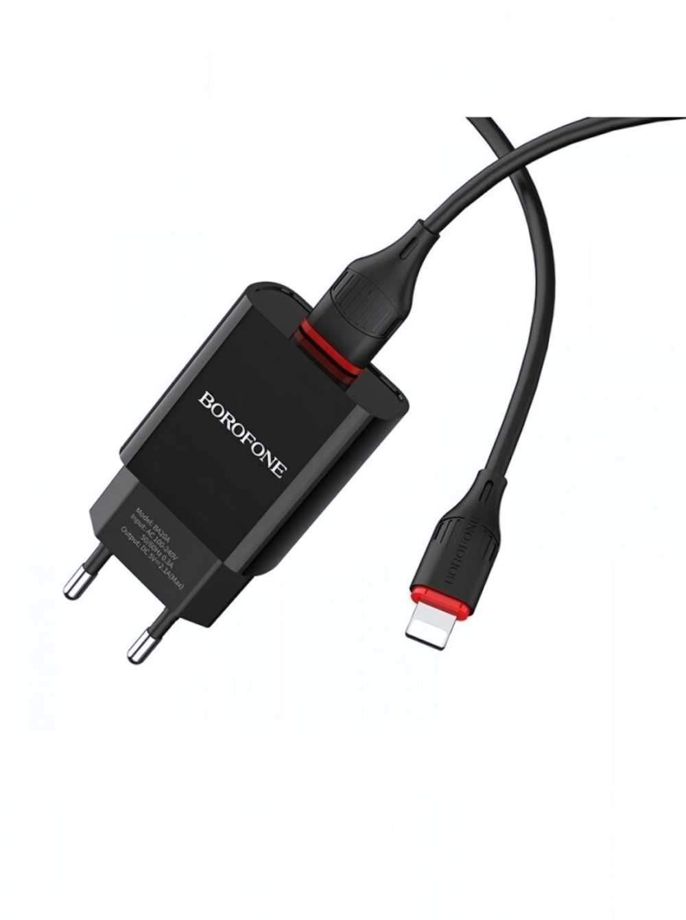 Зарядное устройство Borofone BA20A 2.1A USB + кабель Lightning Black