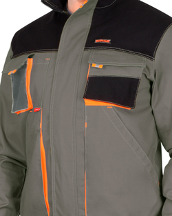 Куртка МАНХЕТТЕН короткая, оливковая с оранжевым и черным