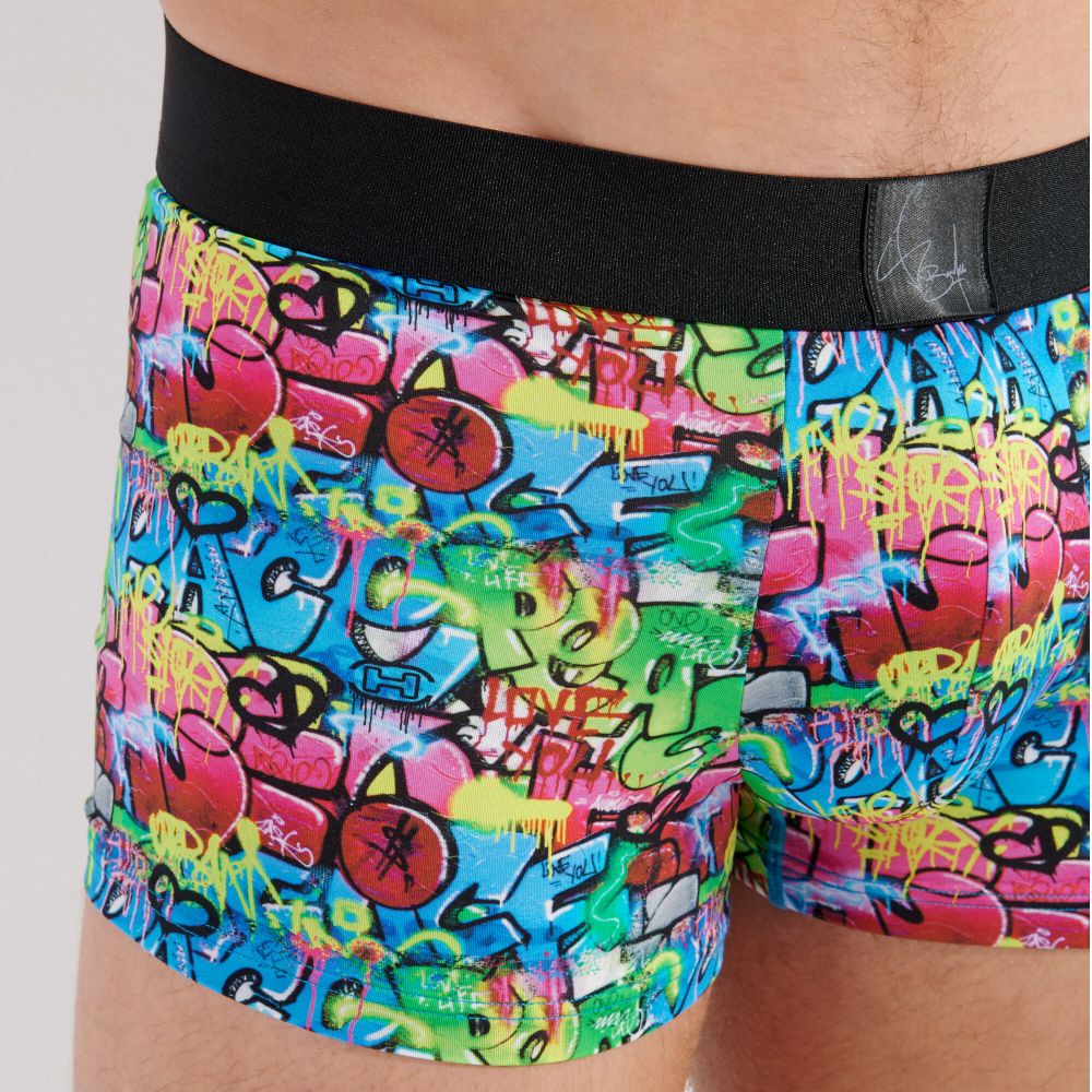 Мужские трусы боксеры мультиколор с принтом граффити HOM GRAFFITI WALL Boxer Briefs 402751_40P023