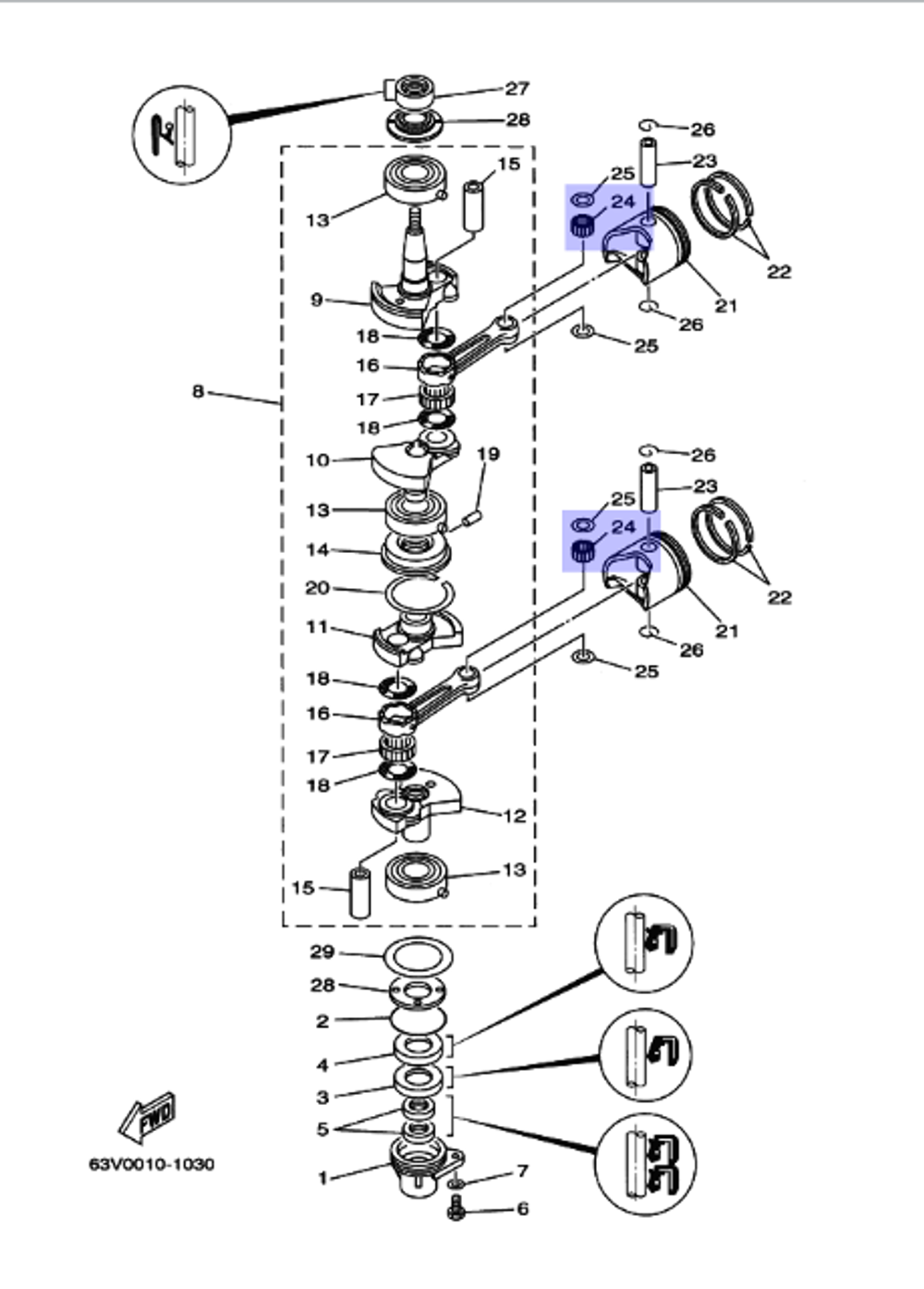 Ролик игольчатого подшипника для лодочных моторов