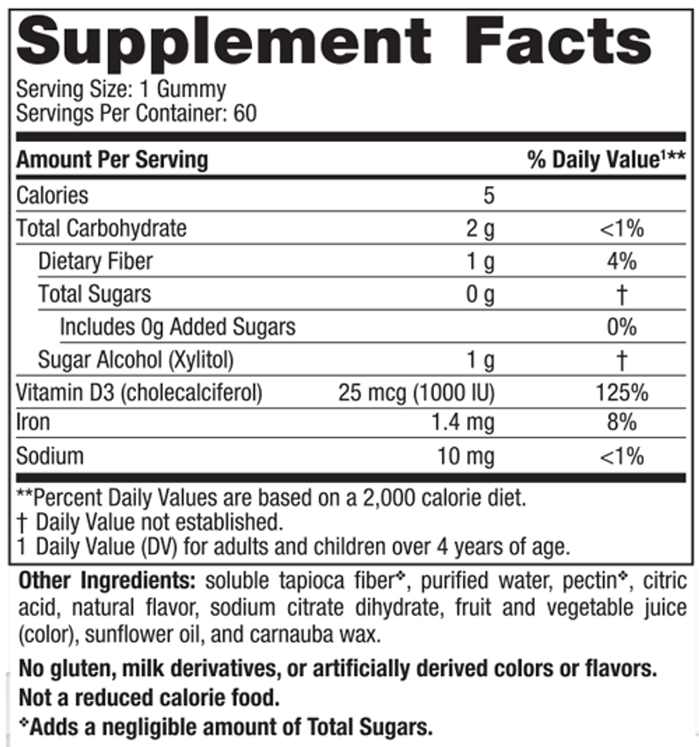 Zero Sugar Vitamin D3 1000IU 60 жевательных таблеток Nordic Naturals