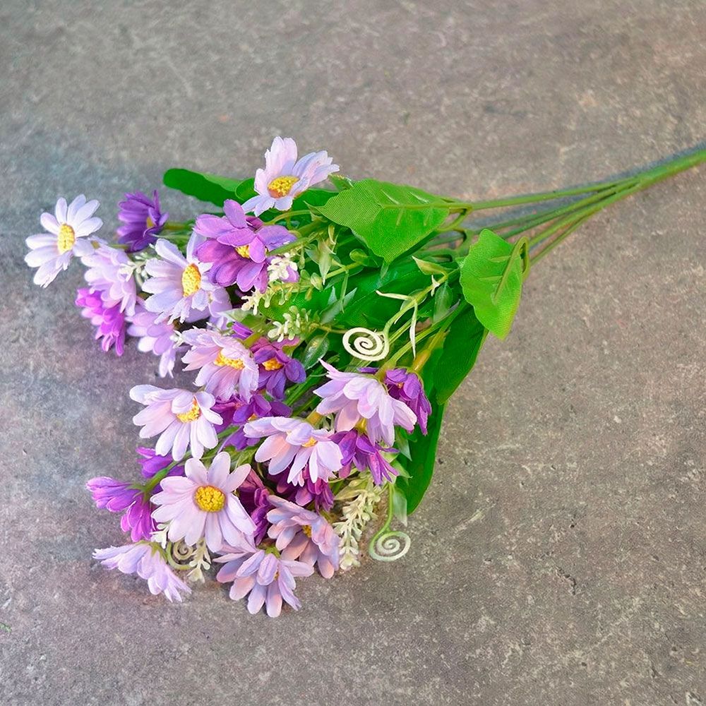 Цветы искусственные "Ромашки" 29см 28 цветков сиреневые