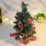 Елка настольная 40см в красной корзинке, с украшениями, МВ-19В1606М