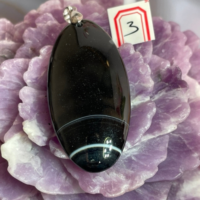 31680 Агат черный Кулон 25*50мм