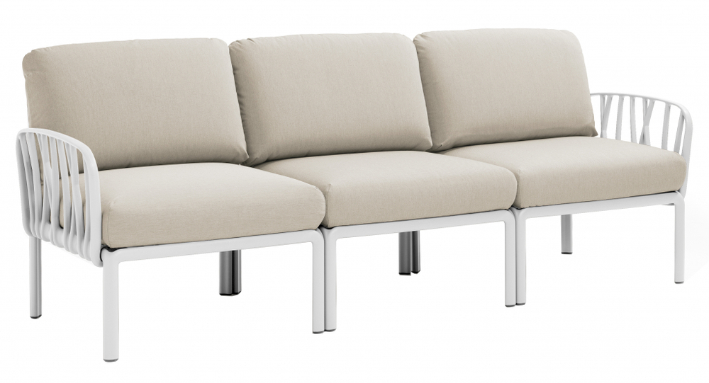 Диван пластиковый с подушками Nardi Komodo 3, белый, панама