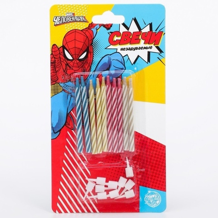 Набор незадуваемых свечей для торта "Человек-паук", 7 см 10 шт