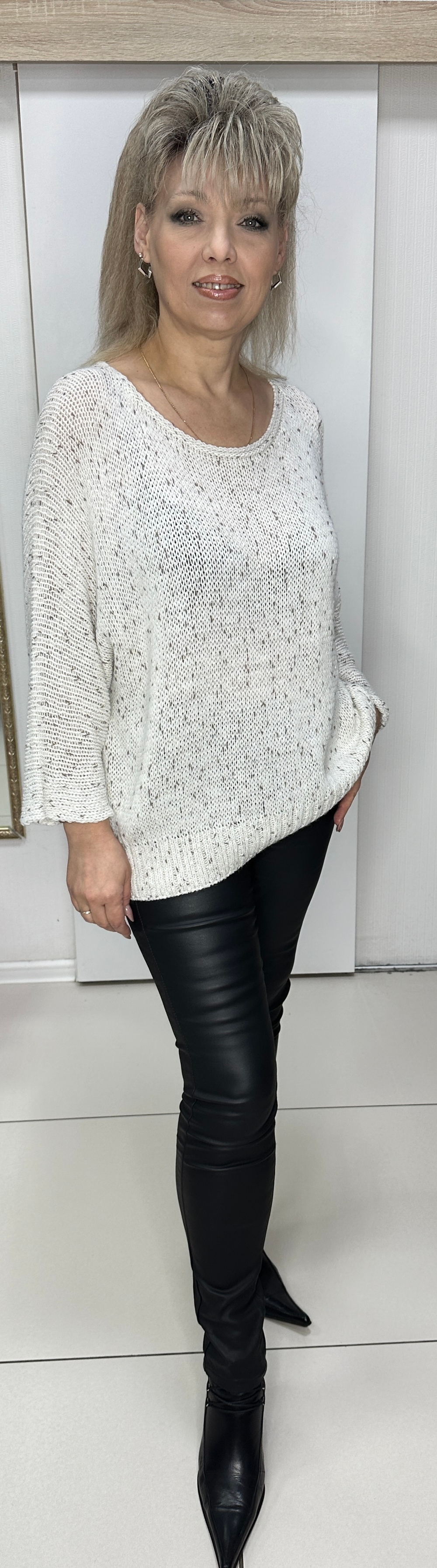 Белый итальянский меланжевый джемпер