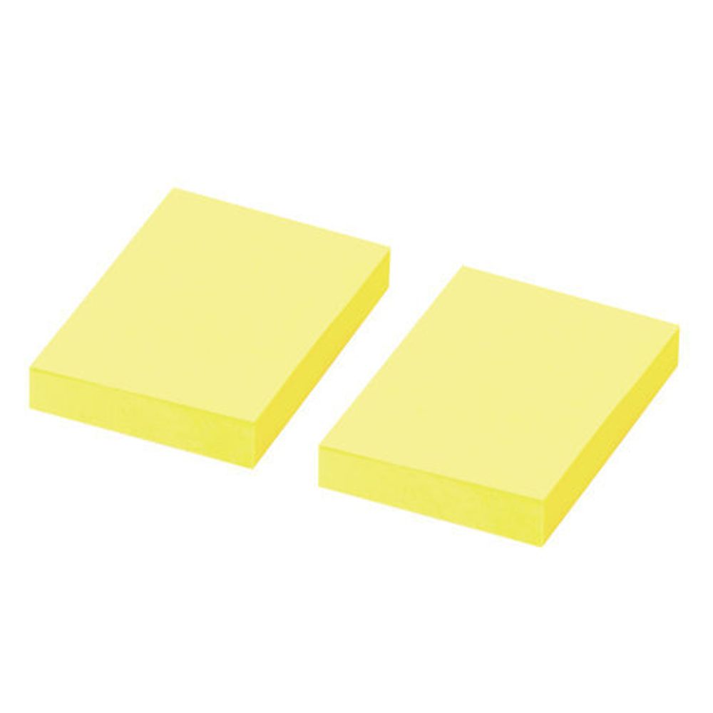 Блок самоклеящийся (стикеры) STAFF, НЕОНОВЫЙ, 38х51 мм, 90 листов, КОМПЛЕКТ 2 штуки, желтый, 129345