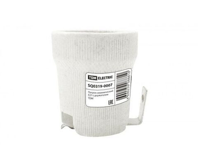 Патрон керамический E27 с держателем TDM