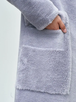 Шуба женская чебурашка тедди эко, серая, SilverFox