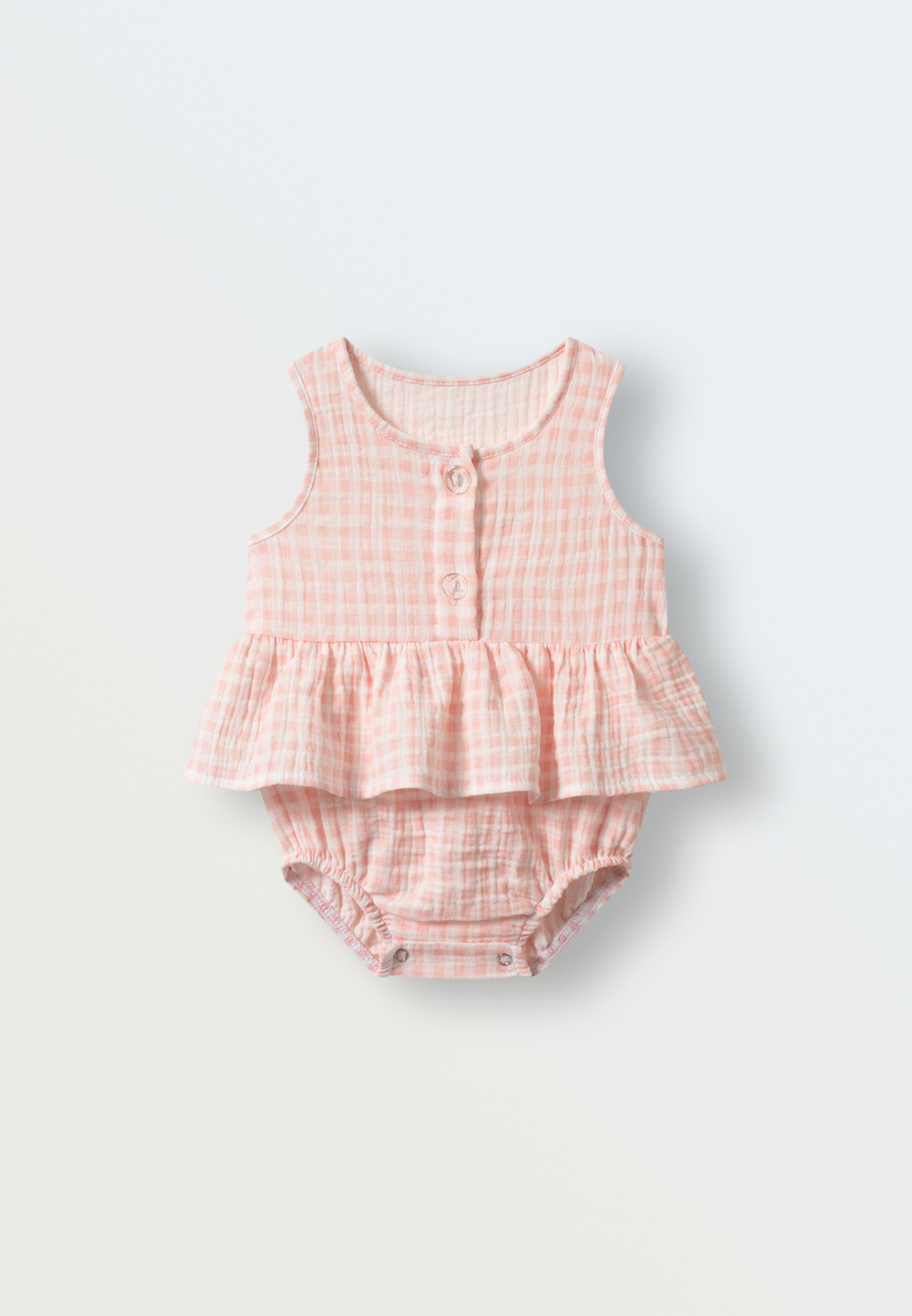 1512-339 Боди-платье из муслина (клетка розовая)