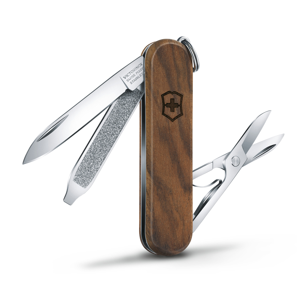 Нож-брелок Victorinox Classic SD, 58 мм, 5 функций, рукоять из орехового дерева