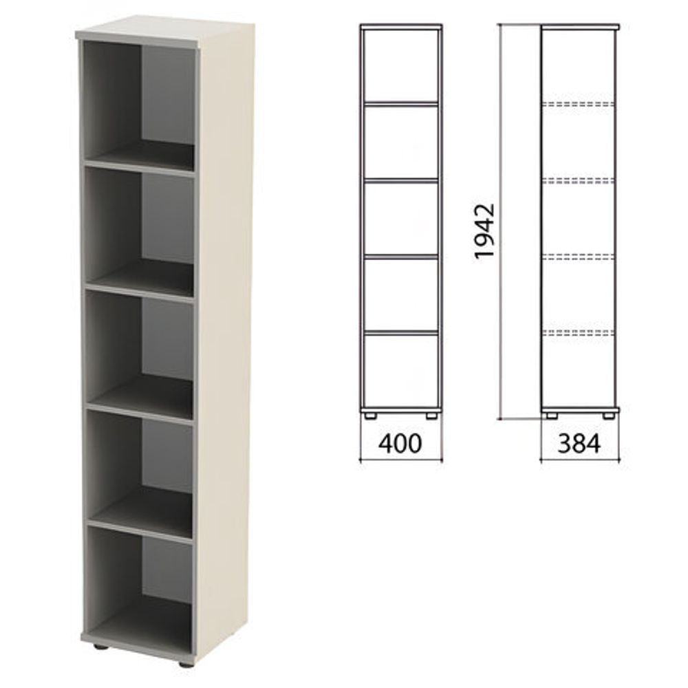 Шкаф (стеллаж) &quot;Этюд&quot;, 400х384х1942, 4 полки, серый, 400000-03