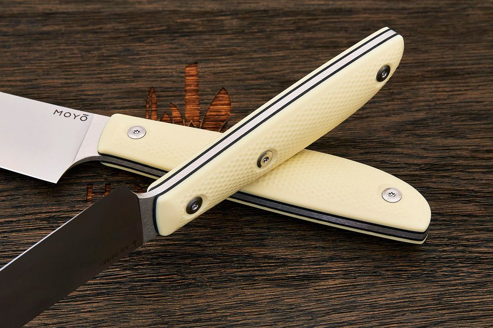 Нож кухонный MOYO Геликон шеф 165мм, сталь AR-RPM9, рукоять G10-extra слоновая кость