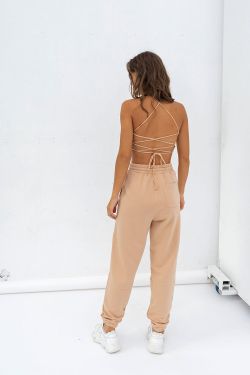 Топ с завязками сзади бежевого цвета