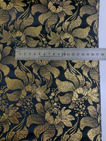 Костюмная жаккард, черный, люрекс золото LR