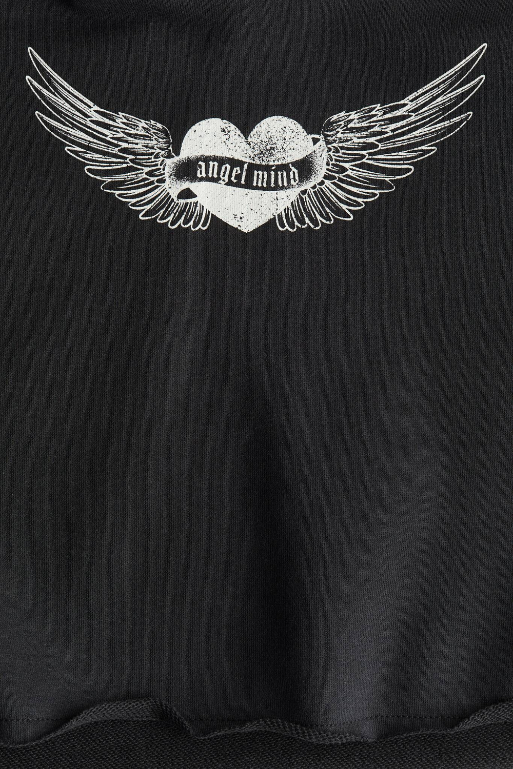 H&M Укороченная толстовка с капюшоном и принтом, черный