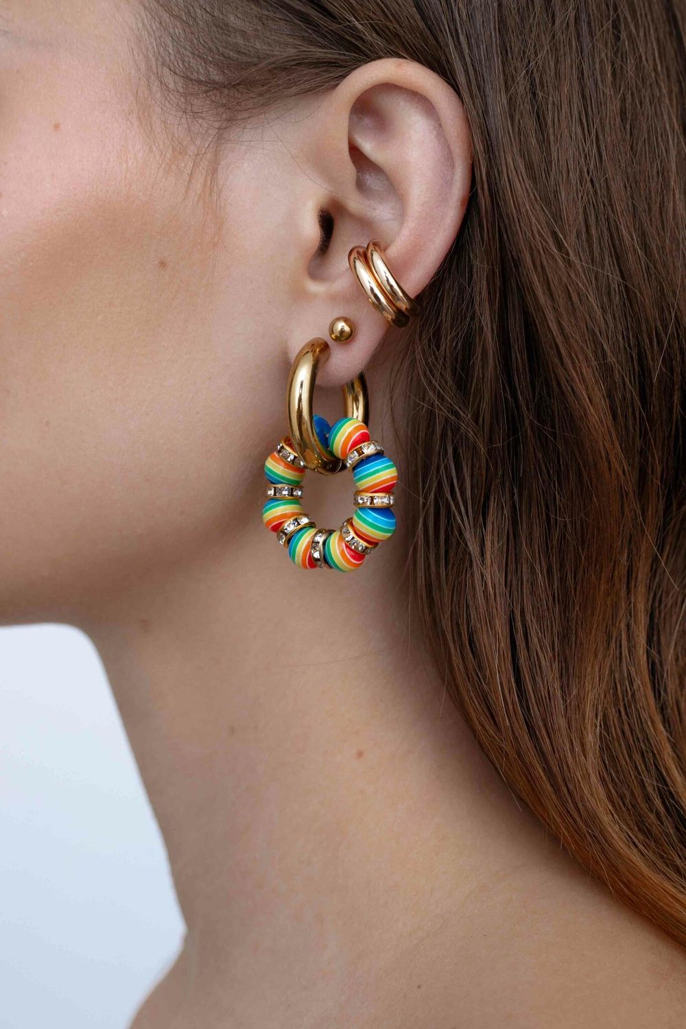 Подвеска Кольцо из бусин акрила с инкрустированным разделителем / multicolour /