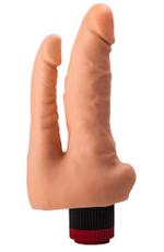 Двойной гелевый вибратор телесного цвета - 19,5 см.